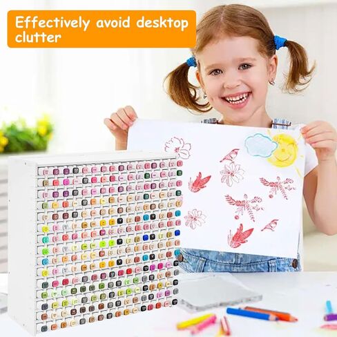 رف تخزين العلامة الفنية ، حامل منظم تخزين العلامات ، حامل منظم القلم ، عقد 120 علامة ماركات منظم مع مقسم للأقلام ، فرش الفنون الملونة ، (120 علامة) in Kuwait