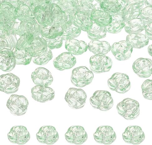 uxcell 50 Pcs Rose Beads, 0.55" Glass Flower Rose Charm Carved Loose Spacer Crystal Craft Beads for DIY Jewelry Making Bracelet Beading Projects Supplies, Green in Saudi Arabia