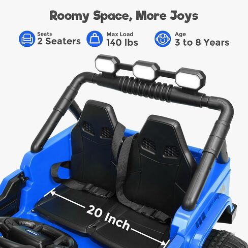24V Ride On Truck for Big Kids, 2 Seater Electric Car w/Remote Control, 4WD/2WD Switchable, 4x200W Motor, Truck Bed Storage, LED Lights, Music, Bluetooth, Gifts for Boys Girls in Kuwait