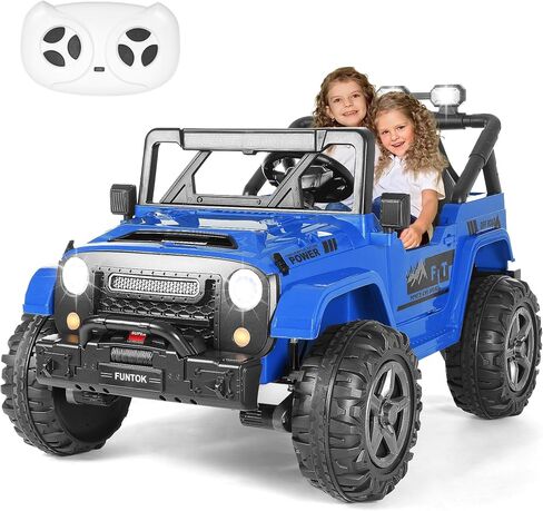 24V Ride On Truck for Big Kids, 2 Seater Electric Car w/Remote Control, 4WD/2WD Switchable, 4x200W Motor, Truck Bed Storage, LED Lights, Music, Bluetooth, Gifts for Boys Girls in Kuwait