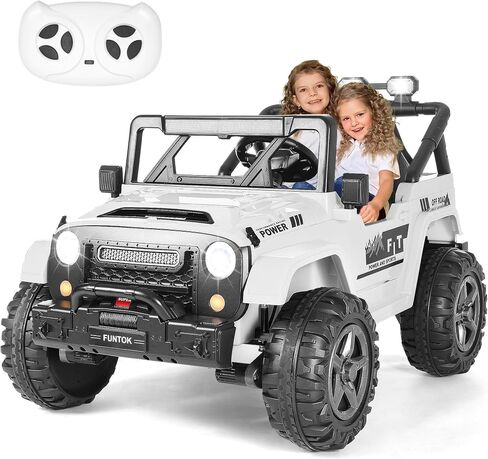 24V Ride On Truck for Big Kids, 2 Seater Electric Car w/Remote Control, 4WD/2WD Switchable, 4x200W Motor, Truck Bed Storage, LED Lights, Music, Bluetooth, Gifts for Boys Girls in Kuwait