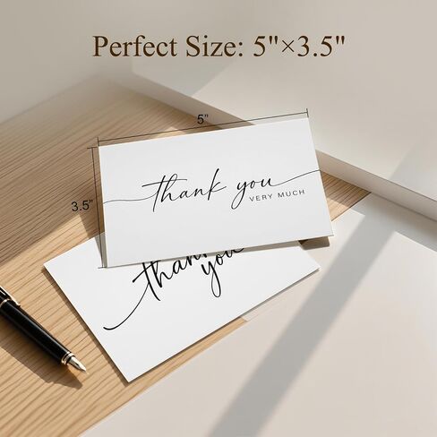 48 Pack Thank You Cards with White Envelopes and Matching Stickers,3x3.5 Inch Minimalistic Design,Printable, Mailing, suitable for Weddings, Business, Baby & Bridal Showers, Graduations & Funerals in Saudi Arabia