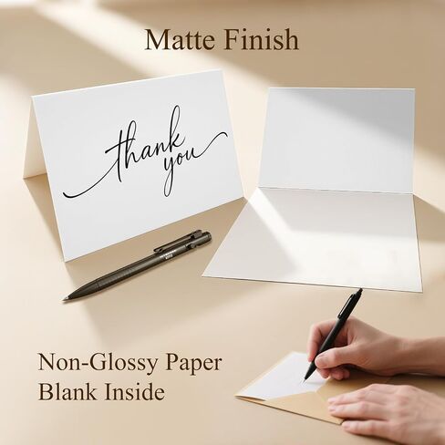 48 Pack Thank You Cards with White Envelopes and Matching Stickers,3x3.5 Inch Minimalistic Design,Printable, Mailing, suitable for Weddings, Business, Baby & Bridal Showers, Graduations & Funerals in Saudi Arabia