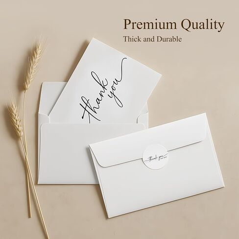 48 Pack Thank You Cards with White Envelopes and Matching Stickers,3x3.5 Inch Minimalistic Design,Printable, Mailing, suitable for Weddings, Business, Baby & Bridal Showers, Graduations & Funerals in Saudi Arabia