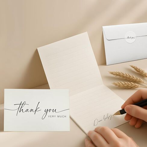 48 Pack Thank You Cards with White Envelopes and Matching Stickers,3x3.5 Inch Minimalistic Design,Printable, Mailing, suitable for Weddings, Business, Baby & Bridal Showers, Graduations & Funerals in Saudi Arabia