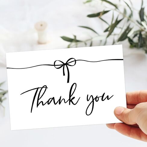 MATJOE 24Pack Bow Thank You Card Set with Envelopes and Stickers, 4×6Inch Black and White Bow Thank You Cards,Blank Note Cards for Weddings,Bridal Shower, Baby Showers,Birthday Party Supplies in Saudi Arabia