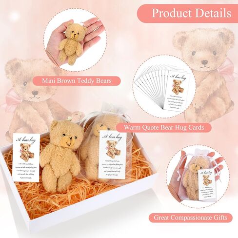 Zhanmai Set of 12 Mini Plush Smile Pocket Bears Gift Little Pocket Bear Card Organza Bags for Funeral Memorial Halloween Baby Shower Birthday Party Favors in Saudi Arabia