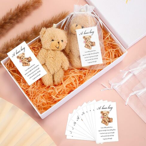 Zhanmai Set of 12 Mini Plush Smile Pocket Bears Gift Little Pocket Bear Card Organza Bags for Funeral Memorial Halloween Baby Shower Birthday Party Favors in Saudi Arabia