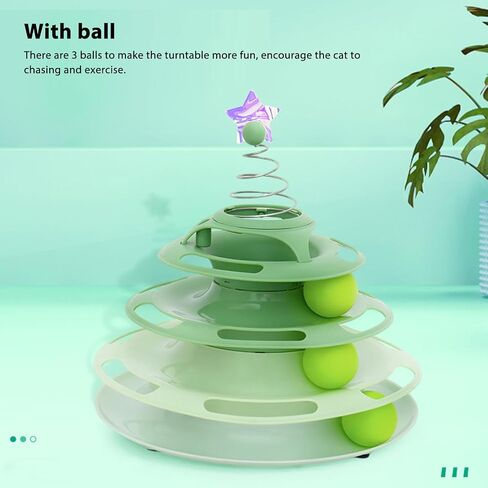 Cat Toy Ball Track ، Tower Cat for Cats Catnip Balls Cat Ball Tower 4 من المستوى الدوار ، لعبة القطط ، لعبة Cat Circle Track Toy Cat Cat Toy For This Catty Sender in Kuwait