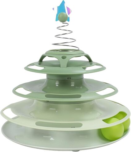 Cat Toy Ball Track ، Tower Cat for Cats Catnip Balls Cat Ball Tower 4 من المستوى الدوار ، لعبة القطط ، لعبة Cat Circle Track Toy Cat Cat Toy For This Catty Sender in Kuwait