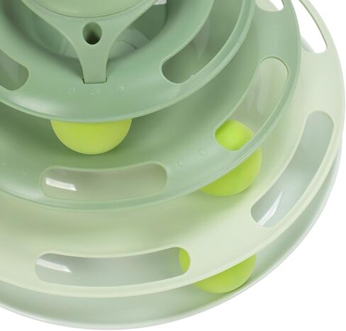 Cat Toy Ball Track ، Tower Cat for Cats Catnip Balls Cat Ball Tower 4 من المستوى الدوار ، لعبة القطط ، لعبة Cat Circle Track Toy Cat Cat Toy For This Catty Sender in Kuwait