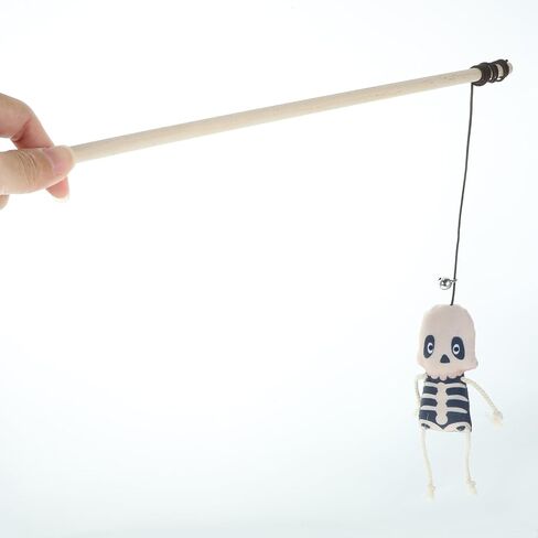 Luozzy 2pcs Cat Tease Sticks Halloween هريرة مضايقة ألعاب مع جمجمة و Ghost Plush Cat Wands Interactive Cat Plaything for Indoor Cat Histten in Saudi Arabia