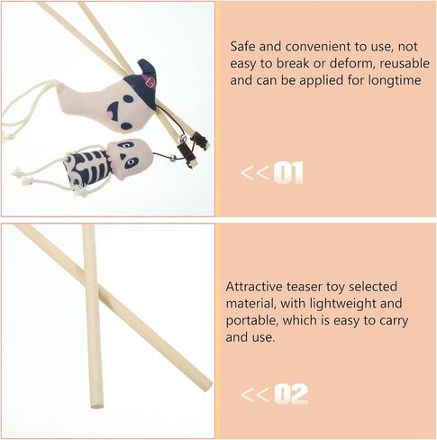 Luozzy 2pcs Cat Tease Sticks Halloween هريرة مضايقة ألعاب مع جمجمة و Ghost Plush Cat Wands Interactive Cat Plaything for Indoor Cat Histten in Saudi Arabia