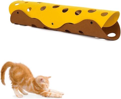أنفاق Cat ، سرير أنبوب أنبوب نفق الحيوانات الأليفة القابلة للطي مع الثقوب ألعاب القطط مجموعات عشوائية تلعب حصيرة لممارسة تمارين تفاعلية Peekaboo Cat Cave (أصفر+بني) in Saudi Arabia