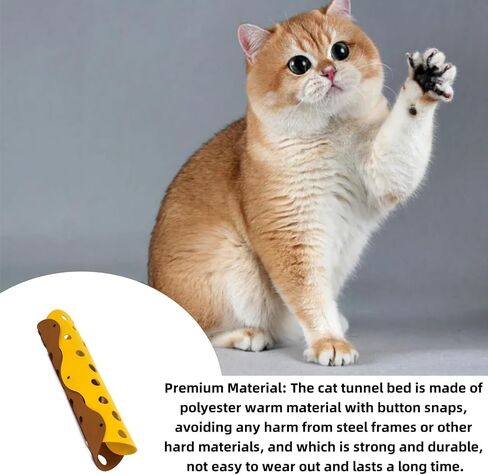أنفاق Cat ، سرير أنبوب أنبوب نفق الحيوانات الأليفة القابلة للطي مع الثقوب ألعاب القطط مجموعات عشوائية تلعب حصيرة لممارسة تمارين تفاعلية Peekaboo Cat Cave (أصفر+بني) in Saudi Arabia