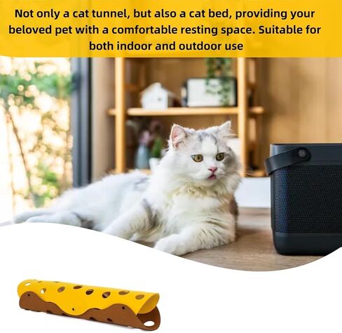 أنفاق Cat ، سرير أنبوب أنبوب نفق الحيوانات الأليفة القابلة للطي مع الثقوب ألعاب القطط مجموعات عشوائية تلعب حصيرة لممارسة تمارين تفاعلية Peekaboo Cat Cave (أصفر+بني) in Saudi Arabia