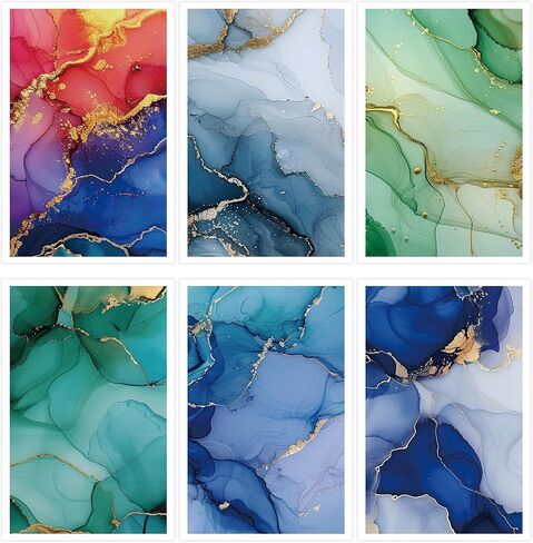 Puocaon Marble Clay Transfer Paper - 18 Pcs Elegant Marble Art Design Transfer Sheets for Polymer Clay Colorful Earrings Design Jewelry Making in Saudi Arabia