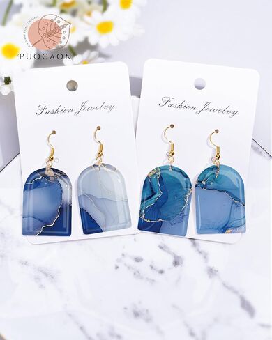 Puocaon Marble Clay Transfer Paper - 18 Pcs Elegant Marble Art Design Transfer Sheets for Polymer Clay Colorful Earrings Design Jewelry Making in Saudi Arabia