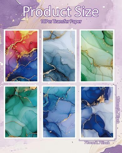 Puocaon Marble Clay Transfer Paper - 18 Pcs Elegant Marble Art Design Transfer Sheets for Polymer Clay Colorful Earrings Design Jewelry Making in Saudi Arabia