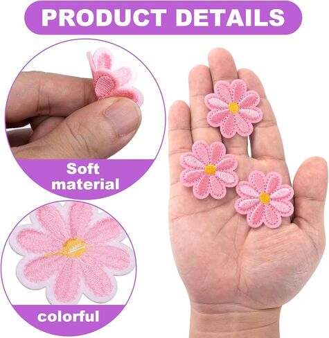 8pcs زهرة الحديد على بقع ، بقع مطرزة ديزي لطيفة للقبعات ، زهرة الخياطة على زين لسترات الملابس جينز هوديس أكياس عبوات- 8 ألوان in Kuwait