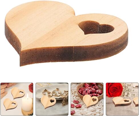 EXCEART Wooden Love Heart Slices 100Pcs Unfinished Valentines Day Embellishments Hanging Wooden Heart Ornament for Valentines Day Wedding DIY Craft in Saudi Arabia