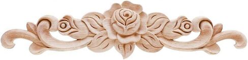 Wood Carved Applique Onlay Unpainted Corner Onlay Applique Door Cabinet Rose Unpainted European Style (20x5cm/7.87x1.97inch+21cm x 15cm/8.27 x 5.91inch) in Kuwait