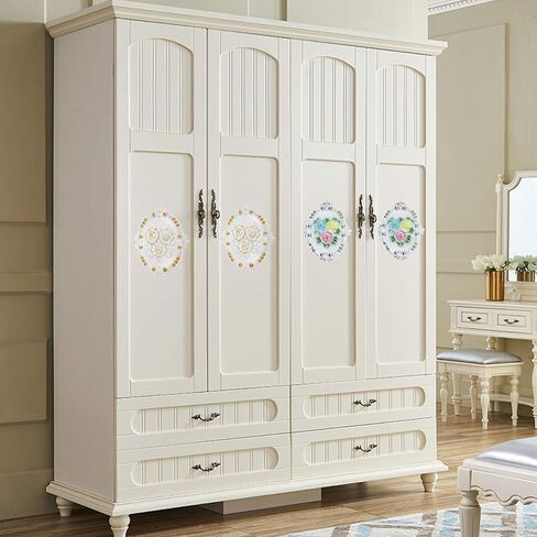 Wood Carved Applique Onlay Unpainted Corner Onlay Applique Door Cabinet Rose Unpainted European Style (20x5cm/7.87x1.97inch+21cm x 15cm/8.27 x 5.91inch) in Kuwait