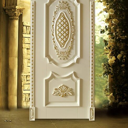 Wood Carved Applique Onlay Unpainted Corner Onlay Applique Door Cabinet Rose Unpainted European Style (20x5cm/7.87x1.97inch+21cm x 15cm/8.27 x 5.91inch) in Kuwait