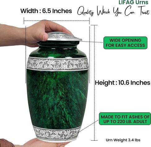 Memorials Cremation Urns for Human Ashes with Velvet Bag | Large Adult urn for Human Ashes | Funeral Urn for Adults | Memorial Ashes Urn for Human Adult | Large Capacity (Adult Creamation Urn) in Saudi Arabia