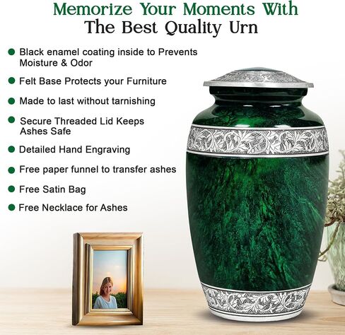 Memorials Cremation Urns for Human Ashes with Velvet Bag | Large Adult urn for Human Ashes | Funeral Urn for Adults | Memorial Ashes Urn for Human Adult | Large Capacity (Adult Creamation Urn) in Saudi Arabia