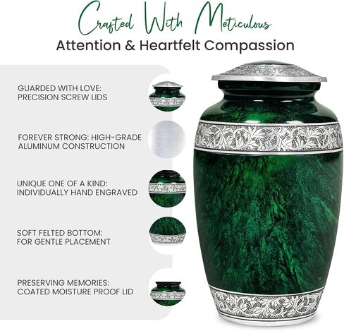 Memorials Cremation Urns for Human Ashes with Velvet Bag | Large Adult urn for Human Ashes | Funeral Urn for Adults | Memorial Ashes Urn for Human Adult | Large Capacity (Adult Creamation Urn) in Saudi Arabia