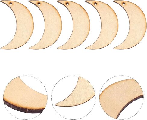 20pcs شرائح القمر الخشبية غير المكتملة لحرف DIY لتغليف ديكور المنزل وزينة الحفلات للمشاريع الإبداعية in Saudi Arabia