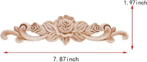 Wood Carved Applique Onlay Unpainted Corner Onlay Applique Door Cabinet Rose Unpainted European Style (20x5cm/7.87x1.97inch+21cm x 15cm/8.27 x 5.91inch) in Kuwait