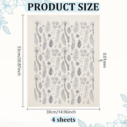 BENECREAT 4Sheets Sun Flowers Ceramic Decals, Black Porcelain Underglaze Transfer Paper, Pottery Ceramics Clay Transfer Paper for Handmade Pottery Enamel Decals, 15x20.8inch in Saudi Arabia