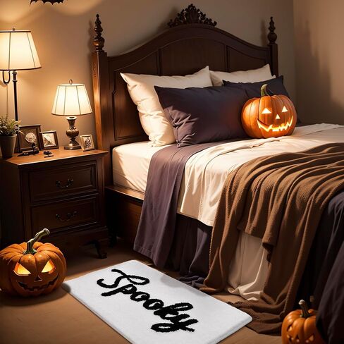 سجادة حمام من TRUEDAYS لعيد الشكر على شكل أوراق القيقب لديكور الحمام، ديكور لطيف للهالوين، سجادة حمام برتقالية غير قابلة للانزلاق، سجادة حمام كرتونية، سجادة حمام قطيفة قابلة للغسل in Kuwait