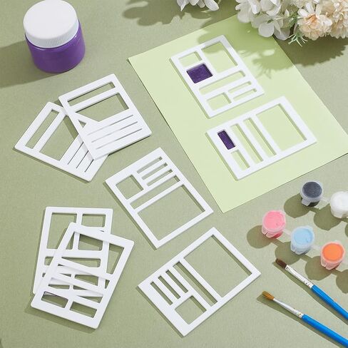 BENECREAT 8pcs Acrylic Drawing Painting Stencils Templates, 2.48x2.48x0.1inch Mixed Shapes Swatching Template Stencil for DIY Scrapbooking, Fabric Walls, Crafts and Arts, Paper in Saudi Arabia