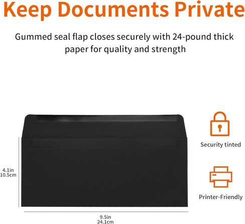 100 Pack Shicened #10 Level Letters ، 4-1/8 × 9-1/2 بوصات مظاريف ختم غامق ، رائعة لبطاقات المعايدة ، والبريد التجاري ، والشيكات ، والبطاقات البريدية ، والدعوات ، والتذاكر (أبيض) in Kuwait