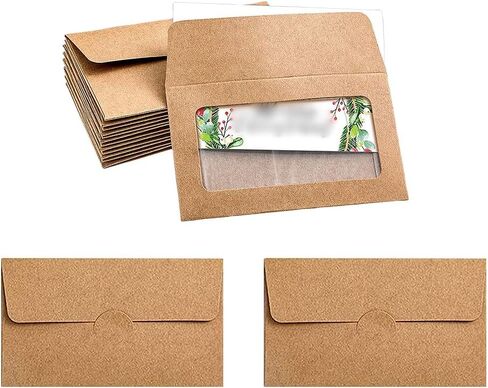 80 PCS 3.9 × 2.4 بوصة الأظرف بطاقة الهدايا نافذة الأكمام فارغة أظرف صغيرة بطاقة دعوة العمل الأظرف حاملات بطاقة العطلات لأكمام عيد الميلاد الأبيض in Kuwait