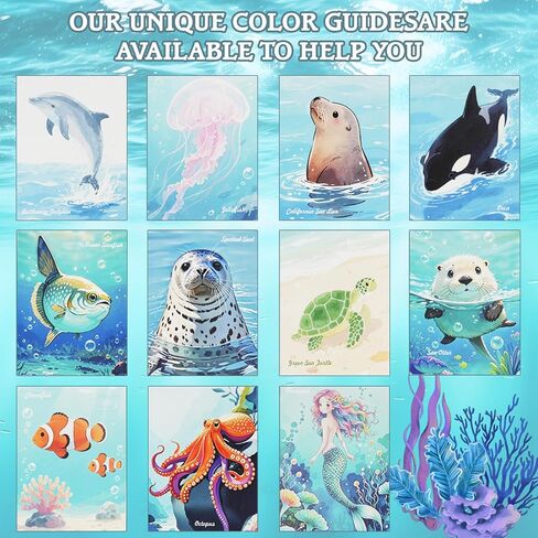 كتاب التلوين المائي RGBMIX 12 ورقة حيوانات البحر 9x12 '' 'Watercoloring Paper PAD BOOT Watercolor للبالغين لطلاء الإجهاد اللوحة اللوازم الفنية المثالية للمبتدئين 100 ٪ من الورق القطن in Kuwait