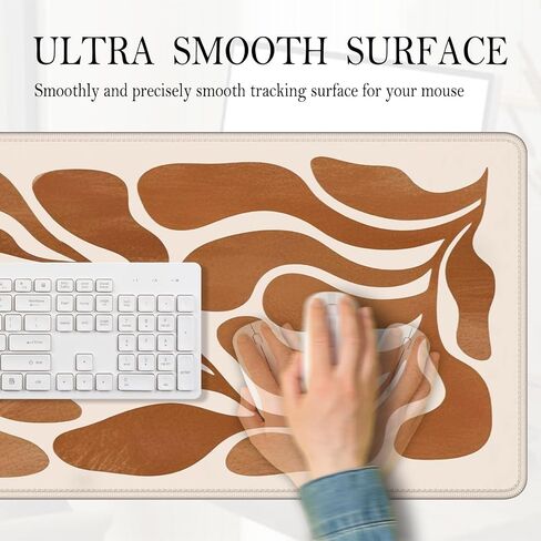 Boho Groovy Retro 70s Floral Gloral Mouse Pad 31.5x15.7inch ، Boho مجردة الأزهار الكبيرة المكتبية الحاسوبية Mousepad للوحة المفاتيح والماوس ، ملحق المكتب الحد الأدنى in Kuwait