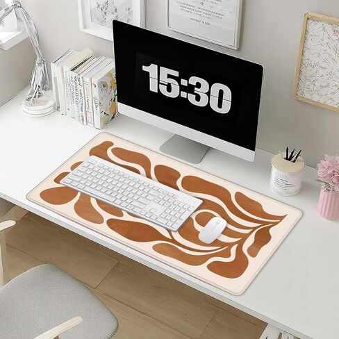 Boho Groovy Retro 70s Floral Gloral Mouse Pad 31.5x15.7inch ، Boho مجردة الأزهار الكبيرة المكتبية الحاسوبية Mousepad للوحة المفاتيح والماوس ، ملحق المكتب الحد الأدنى in Kuwait