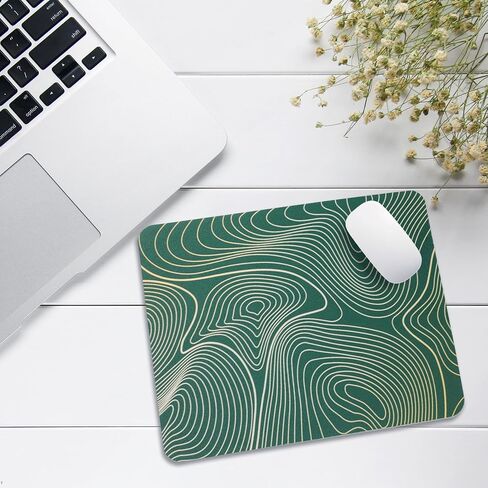Square Mouse Pad, Green Marble Mouse Mat Design, Washable Mousepad Cloth, Non-Slip Rubber Base Computer Mouse Pads for Wireless Mouse in Saudi Arabia