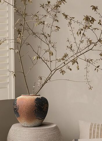 GeLive White Rustic Vase Round Vintage Ceramic Vase Moon Jar Jingdezhen Handmade Pottery Wabi Sabi Vase Fresh and Dried Flower Vase Table Centerpiece Vase Glossy Finish Farmhouse Home Decor in Kuwait