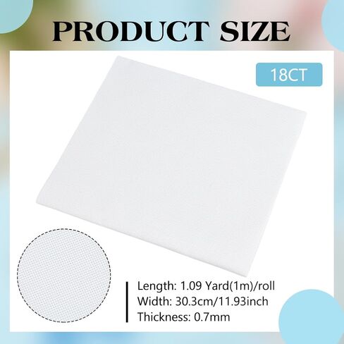 Benecreat 18ct cross Cross Schitch Fabric ، 39.3 × 11.9 بوصة شبكات البلاستيك ، قطعة قماش مقاطع ، مقاطع خيرية فينيل Aida للتطريز الحرفي ومشاريع الكروشيه المتماسكة و DIY الحرف اليدوية in Saudi Arabia