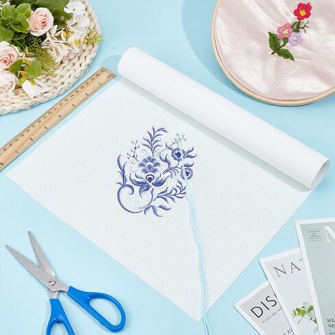 Benecreat 18ct cross Cross Schitch Fabric ، 39.3 × 11.9 بوصة شبكات البلاستيك ، قطعة قماش مقاطع ، مقاطع خيرية فينيل Aida للتطريز الحرفي ومشاريع الكروشيه المتماسكة و DIY الحرف اليدوية in Saudi Arabia