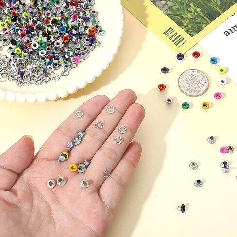 450pcs 3mm gromsets kit eyelets eyelets ، groylets eyelets gromets with washers ، Quicklet Eyelet for paper crrafting ، make scrapbooking card in Kuwait