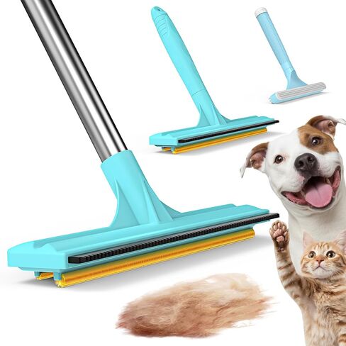 3 In 1 Carpet Rake for Pet Hair Removal with Long & Short Handle and Rubber Detail Brush, Carpet Brush for Pet Hair, Deep Cleaning Pet Hair Removal Broom for Carpets Couches Rugs Bed Furniture in Saudi Arabia