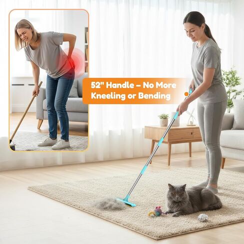 3 In 1 Carpet Rake for Pet Hair Removal with Long & Short Handle and Rubber Detail Brush, Carpet Brush for Pet Hair, Deep Cleaning Pet Hair Removal Broom for Carpets Couches Rugs Bed Furniture in Saudi Arabia