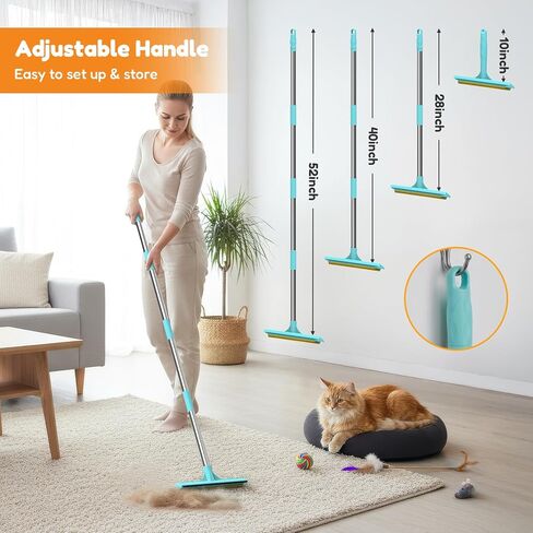3 In 1 Carpet Rake for Pet Hair Removal with Long & Short Handle and Rubber Detail Brush, Carpet Brush for Pet Hair, Deep Cleaning Pet Hair Removal Broom for Carpets Couches Rugs Bed Furniture in Saudi Arabia