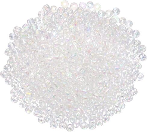 UXCELL 2000 PCS Glass Seed Beads Beads ، 3MM MINI MINI GLASS BUGLE BEADS للأقراط DIY ، وقلادات ، وأساور ، وصنع المجوهرات ، وأبيض صافٍ in Kuwait